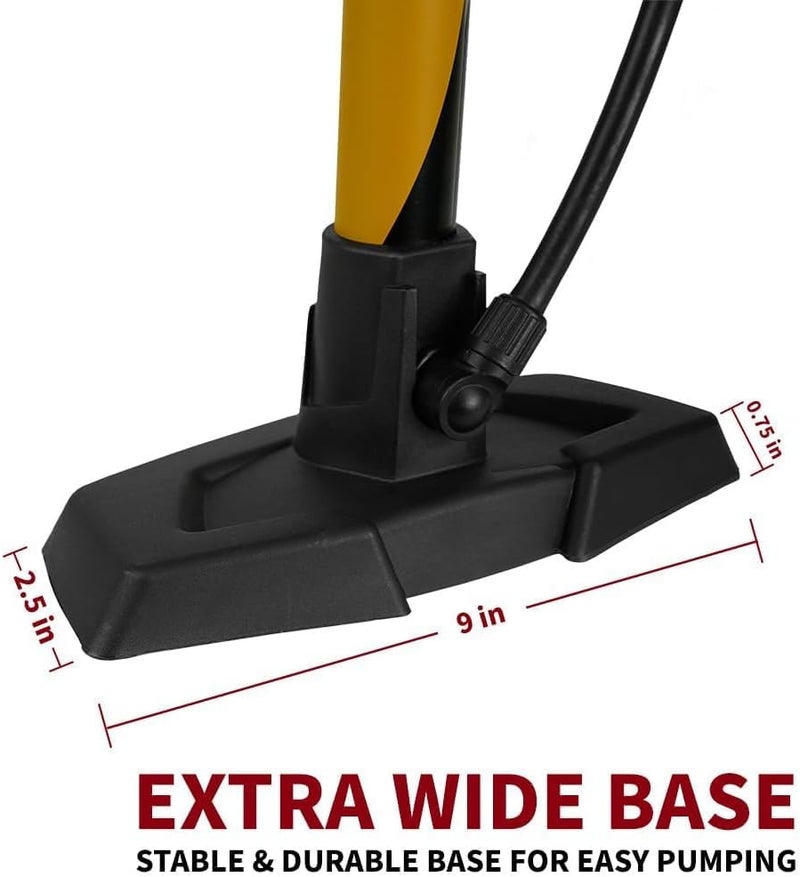 BV Bicycle Pump Durable Bike Floor Pump 17/24 inch Smart Valve Head, 160 psi, Automatically Reversible Presta and Schrader - Image 2